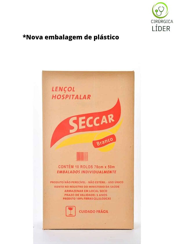 Lençol Hospitalar 70x50 Seccar Branco 10 uni