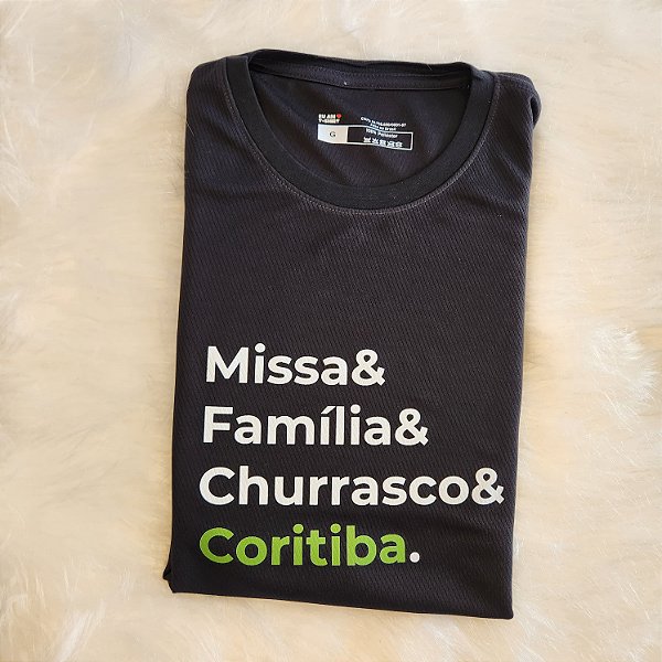Camiseta Dryfit Missa Família Churrasco Coritiba Preta