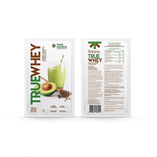 True Whey Display 320g (10 Sachês de 32g) - Hidrolisado e Isolado - Sabor: Creme de Abacate c/ Nibs de Cacau