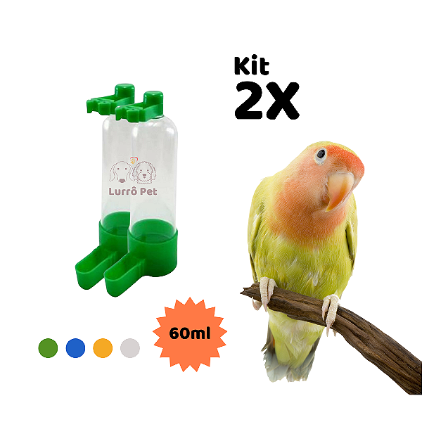 Kit 2 Bebedouros de água para Passarinho Pássaro  60ml