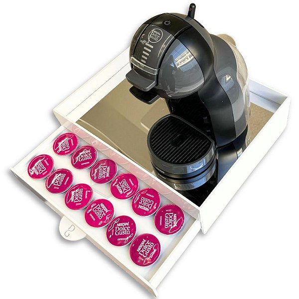 Kit 10 Bandejas Espelhada Laqueada Branca Porta 24 Capsulas Cantinho do Café em MDF