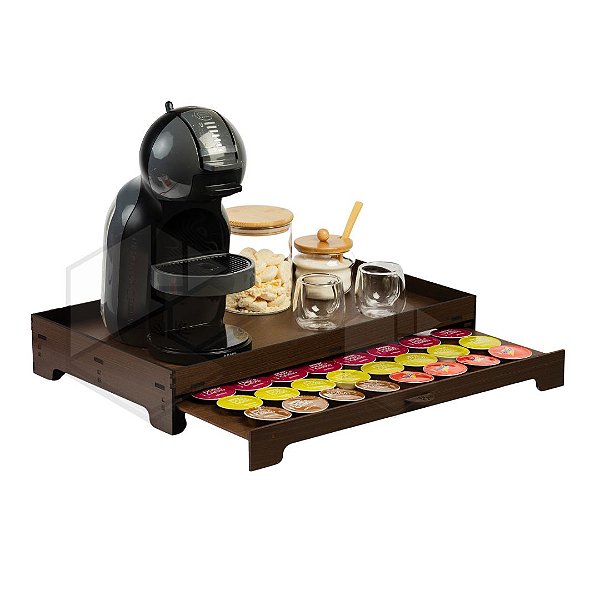 Kit 10 Bandejas Porta 40 Capsulas Embutido Marrom Cantinho do Café Decorativa em MDF
