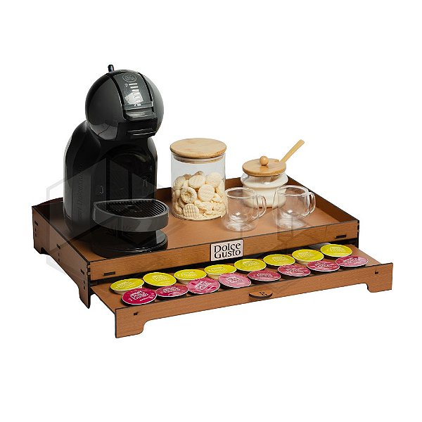 Kit 10 Bandejas Porta 40 Capsulas Embutido Cantinho do Café Caramelo com Logo em MDF