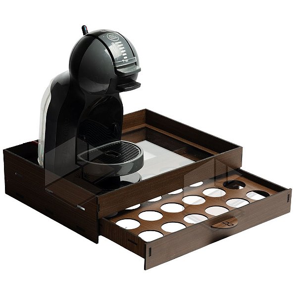 Kit 10 Bandejas Marrom em Acrílico Com Gaveta Porta 24 Capsulas para Cantinho do Café