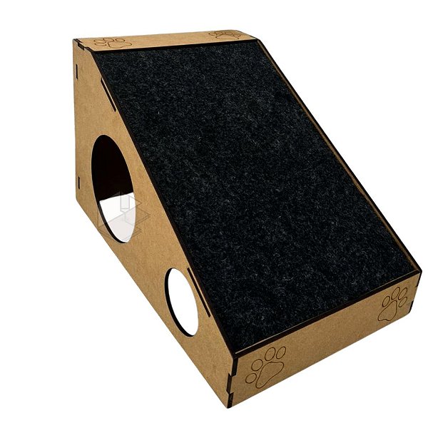 Kit 10 Arranhadores para Gatos Cachorros com Carpete Preto Rampa em MDF