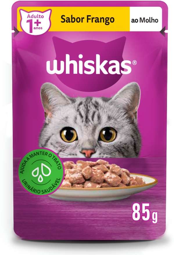Ração Úmida Whiskas Sachê Frango ao Molho para Gatos Adultos 85G