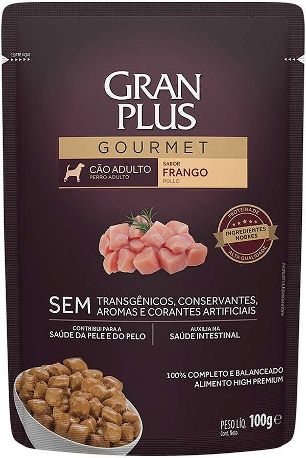 Ração Úmida GranPlus Sachê Gourmet Frango para Cães Adultos 100G
