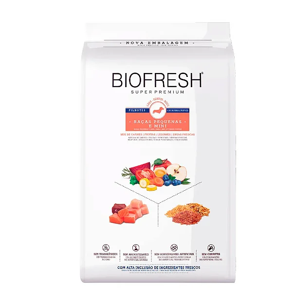 Ração Biofresh Cães Filhotes Raças Pequenas e Minis Mix Carnes 1kg