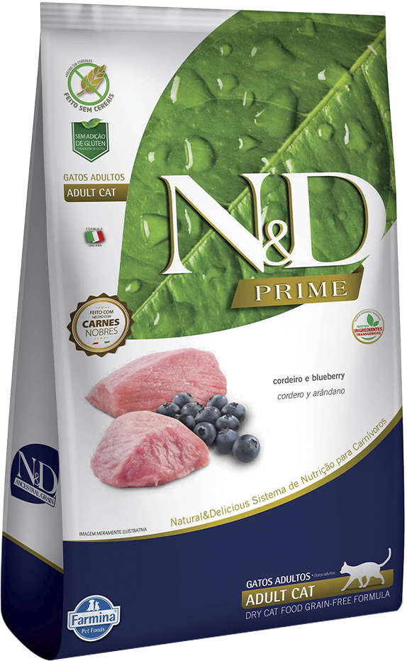 Ração N&D Prime Gatos Adultos Cordeiro e Blueberry 1,5kg