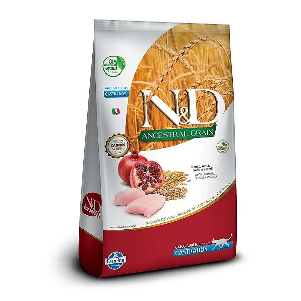 Ração N&D Ancestral Grain Gatos Adultos Castrados Frango 7,5kg