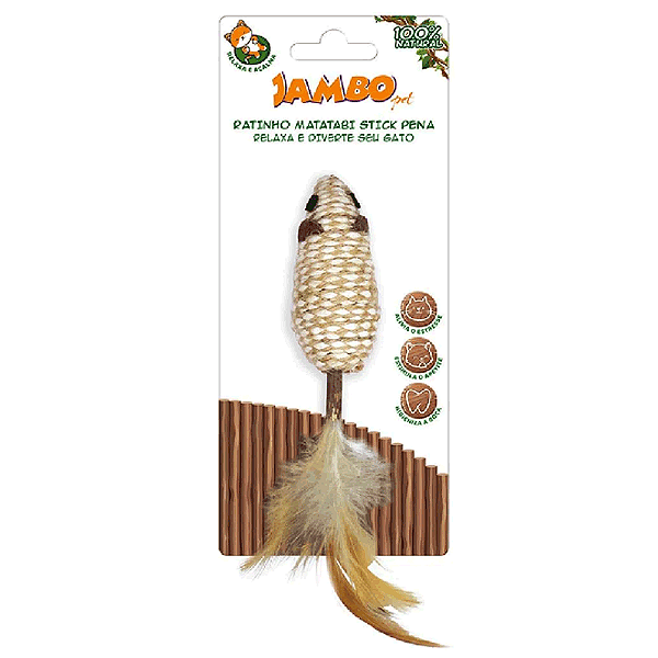 Ratinho Matatabi Stick Jambo Com Pena