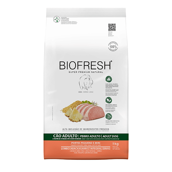 Ração Biofresh Cães Adultos Raças Minis e Pequenas Lombo e Abacaxi 1kg