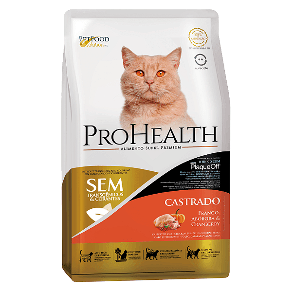 Ração ProHealth Gatos Castrados Frango, Abóbora e Cranberry 500 g