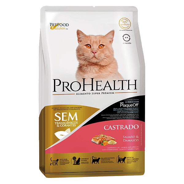 Ração ProHealth Gatos Castrados Salmão e Damasco 500g