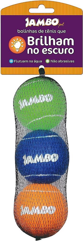 Brinquedo Jambo Bolinha De Tênis Fluorescente - 3 Bolinhas