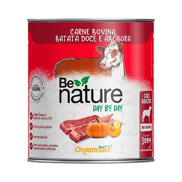 Alimento Úmido Organnact - Be Nature Day By Day - Cães Adultos - Carne Bovina, Batata Doce e Abóbora 300g