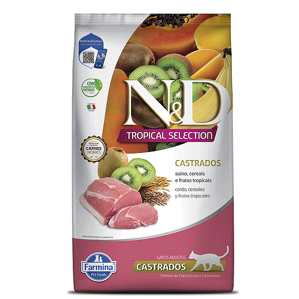 Ração N&D Tropical Selection Gatos Castrados Suíno 1,5 kg