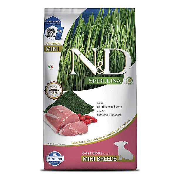 Ração N&D Spirulina Cães Puppy Mini Suíno 2 kg