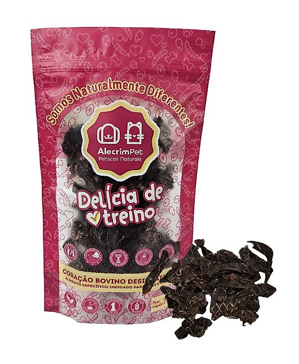 Petisco Natural para Cães e Gatos - Delícia de Treino (Coração Bovino Desidratado)