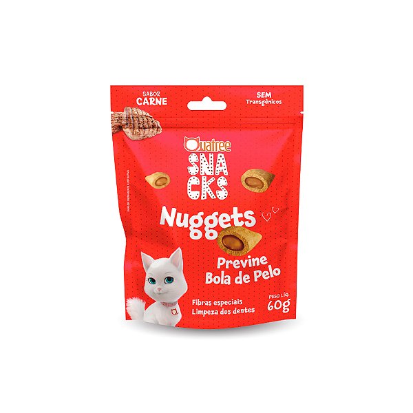 Snack Quatree para Gatos Adultos Sabor Carne Bola de Pelo 60g