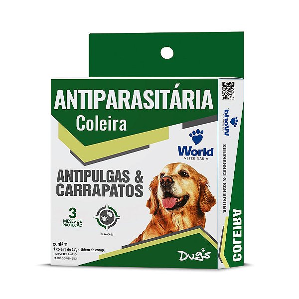 Coleira World Veterinária Dug's Antipulgas e Carrapatos para Cães