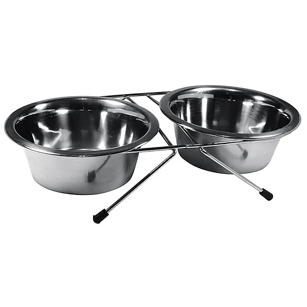 Comedouro Inox Duplo Suporte Baixo Jambo Nº