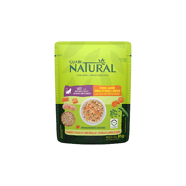 Ração Úmida Guabi Natural Gatos Castrado Salmão e Frango 85 g