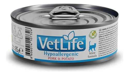 Ração Úmida P Gato Hypoallergenic Vet Life Pork e Potato 85g