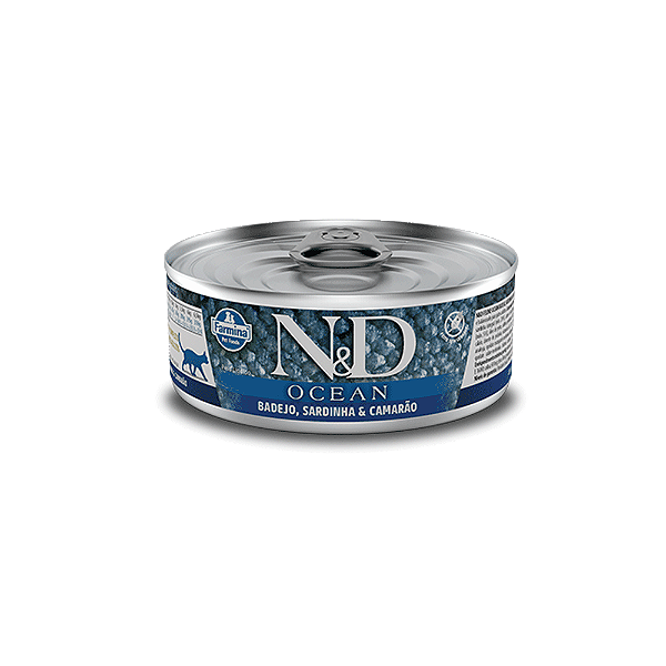 Ração Úmida N&D Ocean Gatos Adultos Badejo, Sardinha e Camarão 70 g