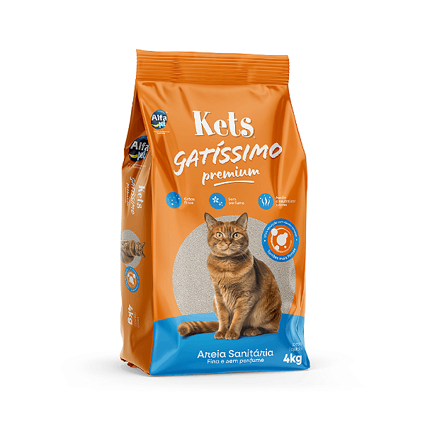 Areia Higiênica Kets Gatíssimo sem Perfume 4 kg