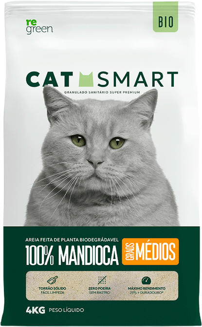 Granulado Sanitário Cat Smart Bio Grãos Médios para Gatos 4kg