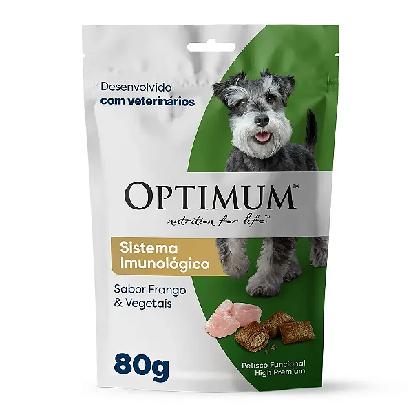 Petisco Optimum Cães Adultos Sistema Imunológico Frango e Vegetais 80 g