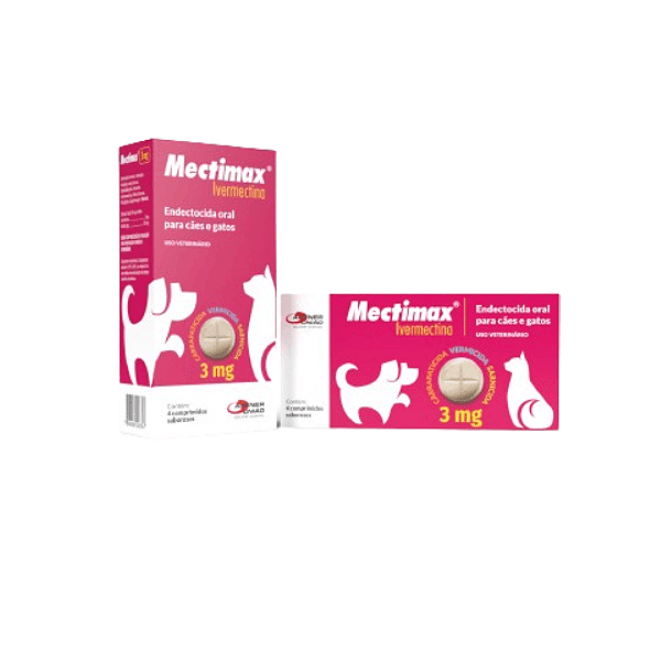 Antiparasitário Mectimax para Cães e Gatos 3 mg 4 comprimidos