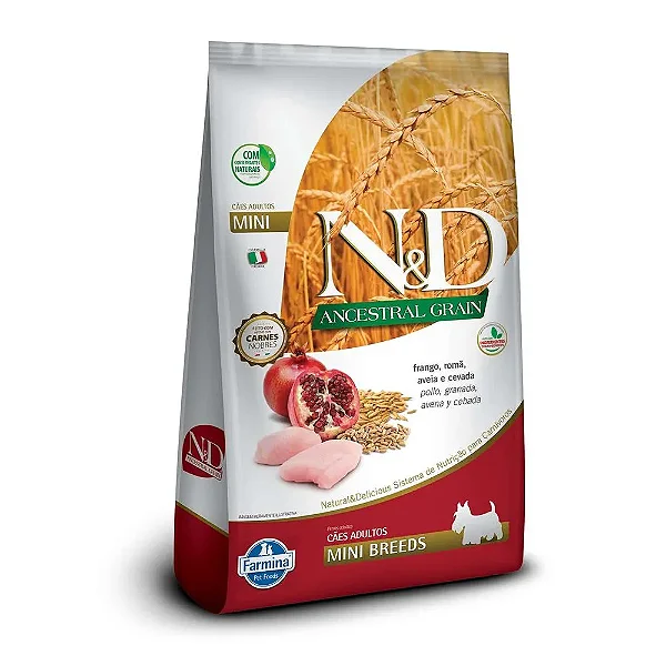 Ração N&D Ancestral Grain Cães Adultos Mini Frango 800g