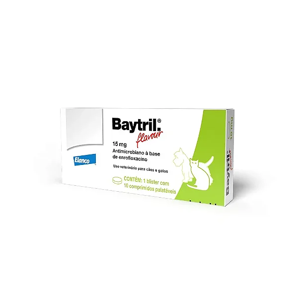 Baytril Flavour 15mg Antimicrobiano 10 comprimidos
