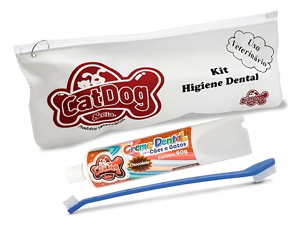 Conjunto de Higiene Dental Cat Dog Creme Dental Chocolate Escova de Cabo Longo - Cores Sortidas
