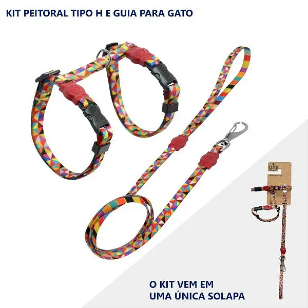 Kit Peitoral H Gatos Frevo São Pet - M