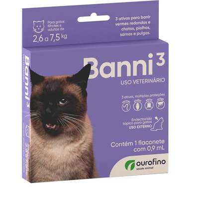 Antipulgas Ourofino Banni 3 para Gatos de 2,6 a 7,5 Kg