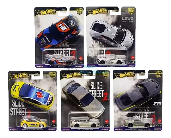 Set Hot Wheels Premium Slide Street 2 - 5 Miniaturas
