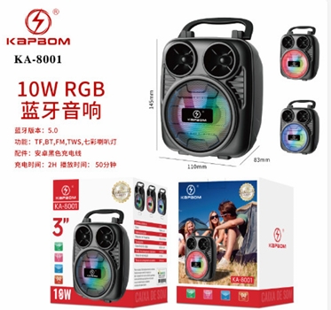 Caixa de Som BT RGB 10W KA-8001