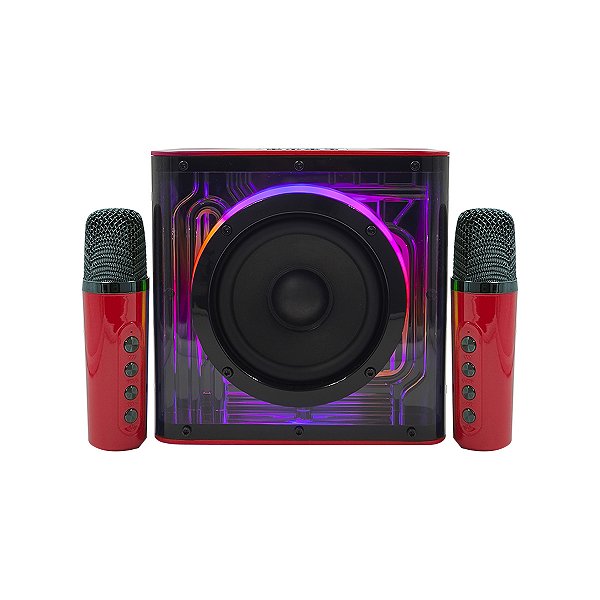 Caixa De Som Karaokê Alto Falante Magnético Led Microfone