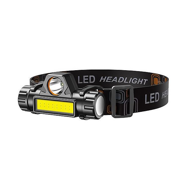 Lanterna Cabeca Testa Capacete C/ Foco Recarregavel Usb, Led