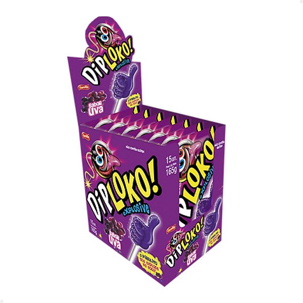Pirulito Diploko Explosive Uva 11g - Danilla 15 Unidades