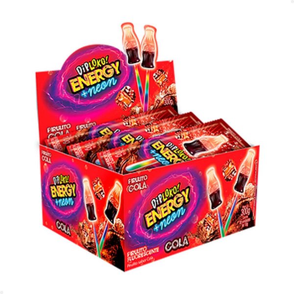 Pirulito Diploko Neon Cola 10g - Danilla 30 Unidades