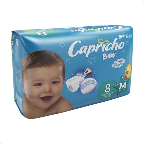 Fralda Descartável Capricho Baby M - 8 Unidades