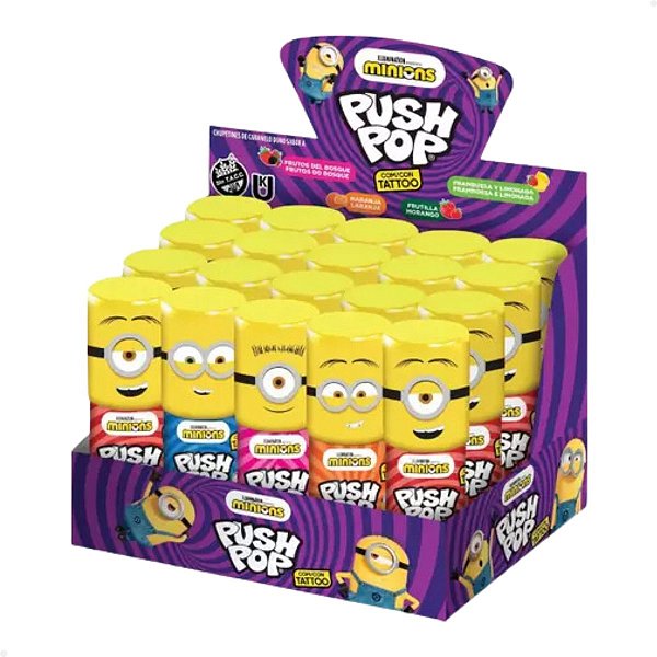 Pirulito de Dedo Push Pop Minions 15g - 20 Unidades