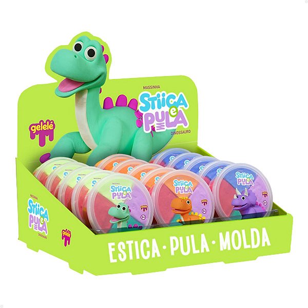 Gelelé Massinha Stiica e Pula Dinossauro - 15 Unidades
