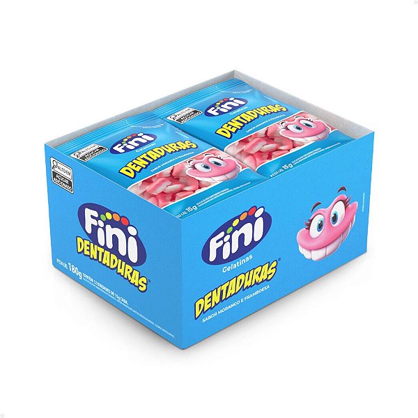 Bala de Gelatina Fini Dentaduras 15g com 12 Unidades
