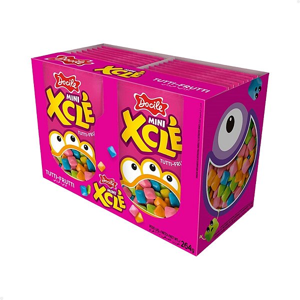 Mini Chiclete Docile Xclé Tutti-Frutti 11g com 24 Unidades