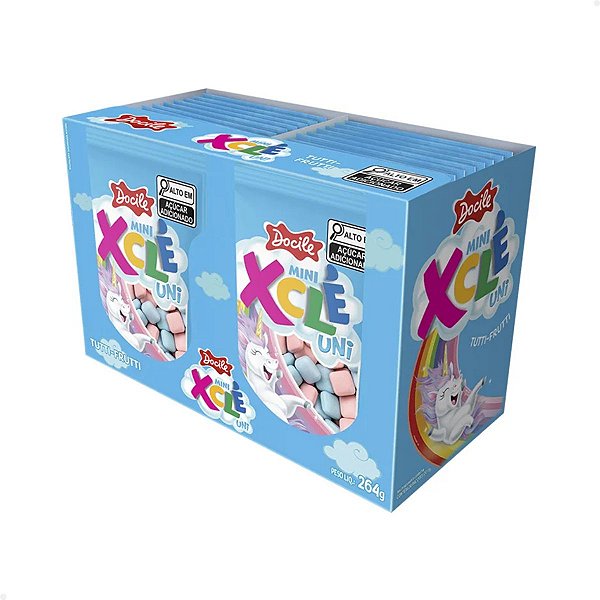 Mini Chiclete Docile Xclé Unicórnio 11g com 24 Unidades